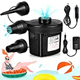 Electric Air Pump for inflatables,110V AC/12V DC Portable Air Mattress Pump 2 Way Universal Inflator Electric Pump for Camping,Inflatable Cushions Air Mattress Beds Boats Swimming Ring(3 Nozzles)