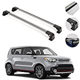 OMAC Roof Rack Cross Bar Set Fits Kia Soul 2014-2019 | Lockable Rooftop Cargo Rack - Luggage, Ski, Kayak, Hard-Shell Carrier | Silver Car Accessories 165 LBS Load Capacity 2 Pcs.