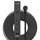Long Extension Cord 15 Ft, NTONPOWER Ultra Thin Flat Extension Cord Under Carpet, Rug, Door, Wall Mount Power Strip Flat Plug with 4 Outlets 2 USB, Overload Protection for Indoor Home Office, Black