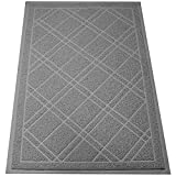 SlipToGrip Universal Door Mat, Plaid Design - Grey, 42 x 35 - Anti Slip, Durable & Washable, Outdoor & Indoor Floor Welcome Mat Door Mat Entry Rug for Garage, Patio, Front Door, Dust Absorbent