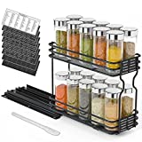 SpaceAid Pull Out Spice Rack Organizer for Cabinet, Heavy Duty Slide Out Seasoning Organizer for Kitchen Cabinets, with 415 Labels and Chalk Marker, 4.5'W x10.5'D x8.5'H, 1 Drawer 2-Tier, Black