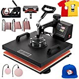 VEVOR Heat Press 15x15 Inch 8 in 1 Heat Press Machine Digital Multifunctional Sublimation Heat Transfer Machine Dual LED Display 360 Degree Rotation Swing Away for Printing T Shirts Hat Mug Cap Plate