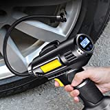 Tire Inflator Portable Air Compressor 8.4V Cordless Car Tire Pump with Rechargeable Lithium Ion Battery Digital Pressure Gauge Powered Auto Tire Pump for Car, Bicycle, Motorcycle and Balls (Black)