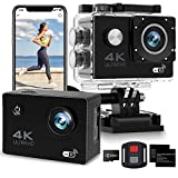 ZYCZWL 4K30FPS Action Camera Ultra HD Waterproof Camera 98FT 30M Underwater Cameras 170 Degree Wide Angle and Remote Control Sports Cameras with 2 Batteries and 32G SD Card & Helmet Accessories Kit