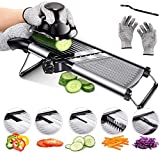 Masthome Mandoline Food Slicer Adjustable Thickness for Cheese Fruits Vegetables Stainless Steel Food Cutter Slicer Dicer with Extra Brush and Blade Guard for Kitchen