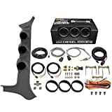 GlowShift Diesel Gauge Package Compatible with Ford F-Series F-250 F-350 7.3L Power Stroke 1992-1997 - Tinted 7 Color 60 PSI Boost, 1500F EGT & 100 PSI Fuel Pressure Gauges - Gray Triple Pillar Pod
