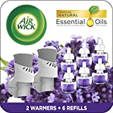 Air Wick plug in Scented Oil Starter Kit, 2 Warmers + 6 Refills, Lavender & Chamomile, Eco friendly, Essential Oils, Air Freshener
