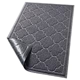 LuxStep Door Mat Large 24x36 Inch Indoor Outdoor Doormat, Non-Slip Low-Profile Design Floor Mat, Durable Trap Dirt and Dust Front Door Welcome Mat for Entryway,Patio,Garage,High Traffic Areas, Grey