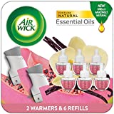 Air Wick Plug in Scented Starter Kit, 2 Warmers + 6 Refills, Vanilla & Pink Papaya, Essential Oils, Air Freshener