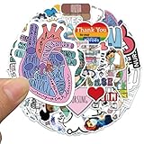 Nurse Stickers 50 Pcs, Cartoon Medical Vinyl Decal, Waterproof Nursing Sticker Pack Perfect for Water Bottle, Laptop, Hydro Flask, MacBook, Phone