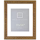 Golden State Art, 11x14 Ornate Finish Photo Frame with White Mat for 8x10 Picture & Real Glass, Color: Bronze