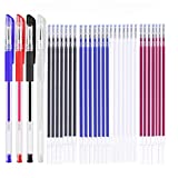 WedFeir Heat Erasable Fabric Marking Pens with 28 Refills for Tailors Sewing, and Quilting Dressmaking, 4 Colors Heat Erase Pens of Fabrics.