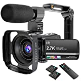Video Camera Camcorder 2.7K Ultra HD YouTube Vlogging Camera 36MP IR Night Vision Digital Camera Recorder 16X Digital Zoom 3 inch IPS Touch Screen Video Camcorder with Microphone Handheld Stabilizer