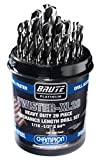 Champion Cutting Tool Brute Platinum 29 Piece 1/16-1/2' x 64ths HSS Mechanics Length Twister-XL28 Drill Bit Set-135 Degree Split Point, Water Resistant Index-MADE IN USA