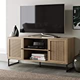 Nathan James Modern TV Stand Entertainment Cabinet, Console with a Natural Wood Finish and Matte Accents with Storage Doors for Living Media Room, Length: 47' x Width: 16' x Height: 22', Oak/Black