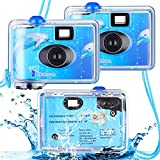 3 Pcs Disposable Camera Waterproof Underwater Single Use Film Camera 35 mm with Flash for Summer Beach Vacation Camp Snorkeling Trip Adult Teens Gift