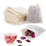Chielor 50Pcs Cotton Muslin Bags-3.94 x 3.15 Inches Eco-friendly Drawstring Bags for Reusable Sachet, Crafts, Teas, Spices, Soaps, Jewellery, Crafts, Parties, Decor & Favour Gifts for Home Supplies