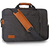 Estarer Men's Laptop Messenger Bag, 17-17.3 Inch Laptop Backpack, Water Resistant Canvas Computer Bag Shoulder Bag, 3 in 1 Convertible Laptop Briefcases (Grey)