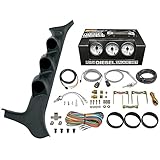 GlowShift Diesel Gauge Package Compatible with Ford F-Series F-250 F-350 7.3L Power Stroke 1992-1997 - White 7 Color 60 PSI Boost, 2400F EGT & Transmission Temp Gauges - Black Triple Pillar Pod