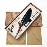 Coitak Feather Pen Quill Pen Dip Pen With 5 Replacement Nibs Writing Paper Calligraphy Pen Ink Set