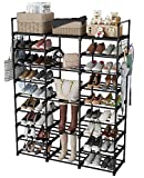 Kottwca 9 Tiers Shoe Rack Organizer Shoe Shelf for Entryway Closet, Large Shoe Storage Rack for 50-55 Pairs Shoe and Boots, Space Saving Stackable Shoe Cabinet with Versatile Hooks for Bedroom Hallway