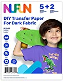 NuFun Activities Heat Transfer Paper for T Shirts, Dark Fabrics, Inkjet Printable Iron-On Heat, 8.5 x 11 inch, Make Your own Custom T-Shirt, (5 Sheets)