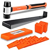 REXBETI 43-Piece Upgraded Laminate Wood Flooring Installation Kit with Solid Tapping Block, Long and Wider Pull Bar, Diameter 1 9/16' Reinforced Double-Faced Mallet and 40 Spacers