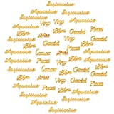 48 Pieces Zodiac Word Message Charm Pendant Zodiac Nail Charms Twelve Charm Alloy Flatback Epoxy Resin Supplies Filling Charm DIY Embellishment Jewelry Making Accessory, 12 Styles(Gold)