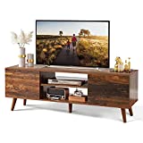 WLIVE Mid-Century Modern TV Stand for 55 60 inch TV, Media Console, Entertainment Center with Storage Cabinet for Living Room, Retro Brown