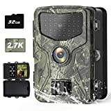 Lamgool Trail Camera 2.7K 24MP Game Camera H.264 HD Video 30FPS Hunting Camera 0.2S Trigger 65ft Range No Glow Night Vision with 120° Angle 940nm 36pcs IR Lights IP66 Waterproof Deer Wildlife Camera