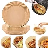 Air Fryer Disposable Parchment Paper Liner, Non-stick Air Fryer Liners Baking Paper Oil-proof Water-proof, Food Grade Parchment for Baking Roasting Microwave (100Pcs#6.3inch-7.9inch, Unbleached)