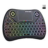PONYBRO (Newest Version) Backlit Mini Wireless Keyboard with Touchpad Mouse Combo QWERTY Keypad,Rechargeable Handheld Keyboard Remote for Smart TV,Android TV Box,Xbox,Raspberry Pi,PC