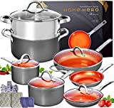 Home Hero Pots and Pans Set 13 Pc Nonstick Kitchen Cookware Sets, Induction Cookware Pans for Cooking Pot and Pan Set Stainless Steel Pots and Pans Set Copper Kitchen Set Cooking Set Cookware Set