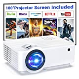 Projector, Portable Projector 1080P Supported for Movies & Gaming, 7500L Movie Projector for Outdoor Use, Compatible with Phone/TV Stick, and HDMI/USB/VGA(100” Projector Screen Included)