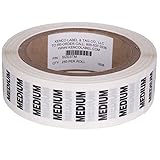 Clothing Size Strip Labels - 1.25' X 5' - 250 Strips Per Roll - Clear with Black and White Ink by Kenco (Medium)