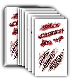 10pcs Horror Realistic Fake Bloody Wound Stitch Scar Scab Waterproof Temporary Tattoo Sticker Halloween Masquerade Prank Makeup Props (10) (10pcs S165)