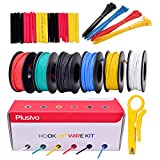 22AWG Silicone Hook Up Wire (OD: 1.7 mm) - 22 Gauge Stranded Tinned Copper Wire with Silicone Insulation, 6 Colors (Black, Red, Yellow, Green, Blue, White) 23ft/7m Each, Hook Up Wire Kit from Plusivo