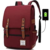 Travel Laptop Backpack, MCWTH Business Slim Durable Tablet Backpack with USB Charging Port, College Student School Computer Bag for Women & Men Fits 15.6 Inch Laptop and Notebook Wine