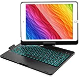 iPad Keyboard Case for iPad 6th Gen 2018, iPad 5th Gen 2017, iPad Pro 9.7, iPad Air 2, iPad Air 1, 360 Screen Rotation 7 Colors Backlight iPad Case with Keyboard - Black