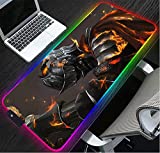 JJYGEDG Gaming Mouse Pads RGB Gaming Laptop Pad Dark Souls Anime Long Mouse Pad XXL Computer Desk Pad Protector for Office,Home 31.5X11.8 Inch XL, Large