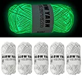 DIY Glow in The Dark Yarn - 5 Rolls DIY Glow Yarn, Glow in The Dark Yarn for Crochet, Glow Yarn for Knitting, Crocheting, Crafts Sewing Beginners - Halloween Decorations (White)