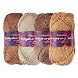 JubileeYarn Amigurumi Select Yarn - Baby Weight Acrylic - Shades of Brown - 4 Skeins