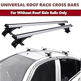 PARTOL Universal Roof Rack Cross Bars 48' Aluminum Roof Rail Crossbars Luggage Rack Cargo Racks with 3 Pair of Mounting Clamps Fit for Most Car Vehicle SUV Without Roof Side Rails