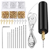 Leifide Electric Resin Drill Set, Including 300 Gold Silver Eye Screws, 10 Twist Drill Bits Tools, Electric Mini Drill with Wrench Hex Pin Vise for Resin Casting Molds DIY Keychains Crafts Making