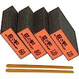 Sanding Sponge, 60 80 120 220 Coarse Medium Fine Grit Sanding Block, Sander Sponges for Drywall Metal, Sandpaper Sponge Sanding Blocks for Wood 4 Pcs by S&F STEAD & FAST