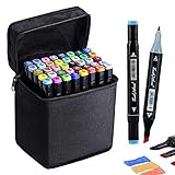 TOUCHFIVE 40 Colors Dual Tip Marker Pen Waterproof Professional for Arts Sketch Coloring Books Painting Manga and Design (40 Pcs, Black)