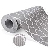 Glotoch Shelf Liners for Kitchen Cabinets 12” x 20FT-Non Adhesive Cabinet and Drawer Liner Roll for Fridge/Wire Shelf/Glass Shelves, Double Sided Non-Slip Durable and Strong, Quatrefoil Gray