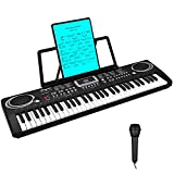 Amyove 61-Key Keyboard Piano, Portable Beginners Electric Piano Keyboard with Built-In Speaker, Microphone, Power Supply & Sheet Music Stand