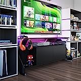 NTense Xtreme Gaming Console & TV Stand with LED Light Kit for TVs up to 65', Black