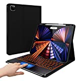 typecase iPad Pro 12.9 Case with Keyboard (6th Generation, 2022) - Slim Keyboard Cover with Touchpad, 10 Colors Backlit Keyboard with Pencil Holder for iPad Pro 12.9 5th & 4th & 3rd Gen - Black